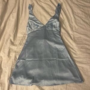 Light blue satin peppermayo mini dress